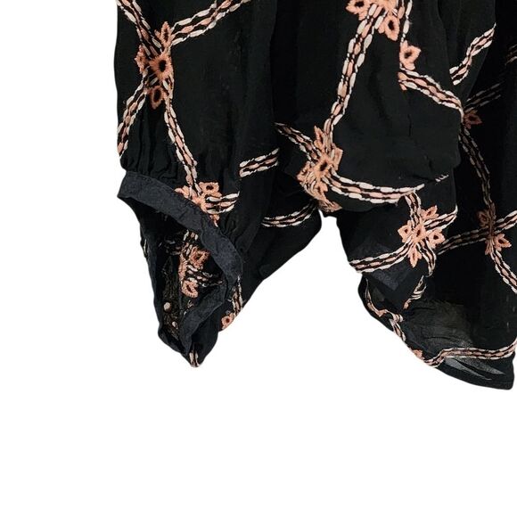 Johnny Was Jade Top L Iman Button Down Embroidered Eyelet Oversized Batwing - Picture 4 of 7